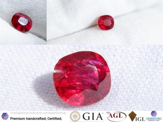 Ruby Vivid Red - Cushion - 0.759 ct - IGL certified