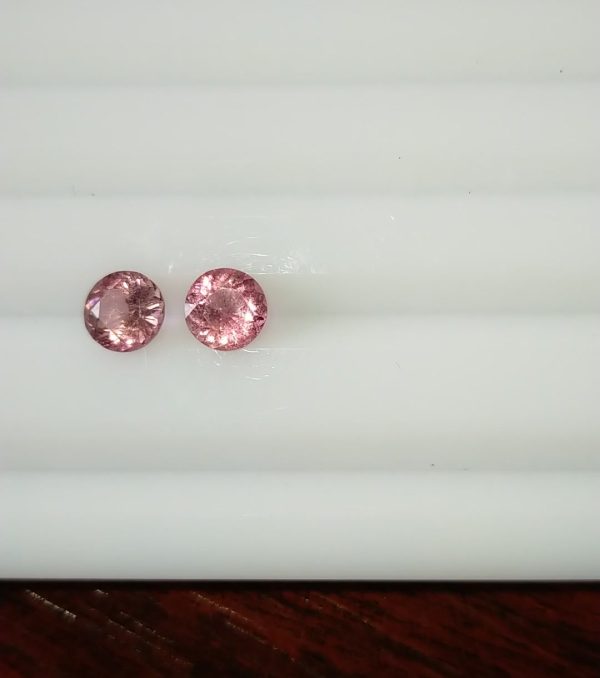 Pink Tourmaline Earrings Pair - Round - 1.30 ct - COR authenticated