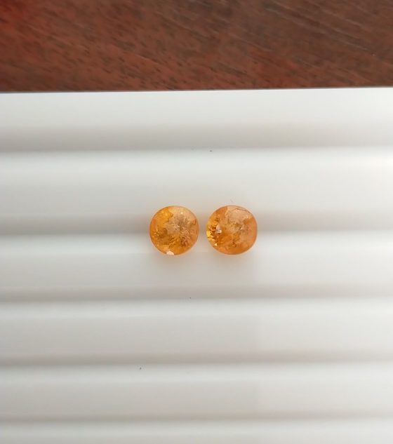 Orange Fanta Spessardine Garnet Earrings Pair - Round - 2.85 ct - COR authenticated