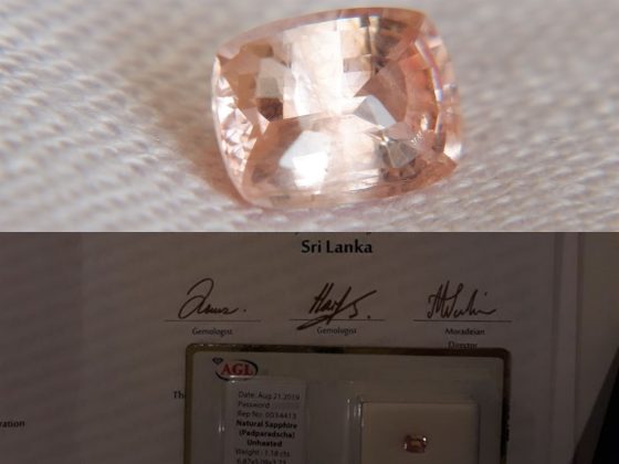 Padparadscha Sapphire - Rectangular - 1.18 ct - AGL certified