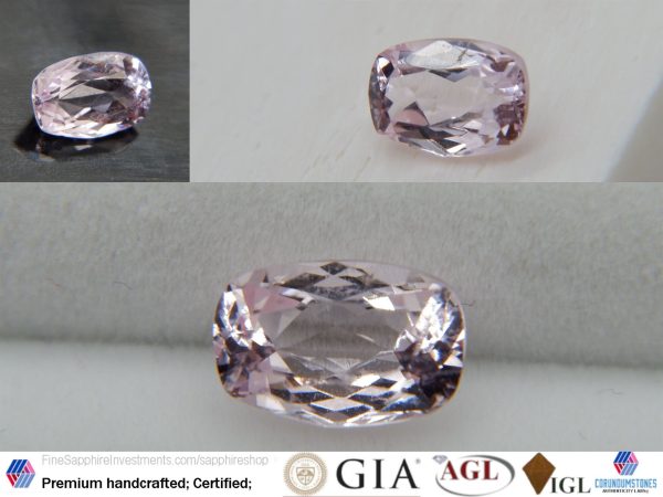 Rose Pink Beryl - Rectangular - 1.25 ct - COR authenticated