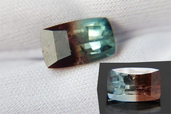 Bi-Color Indicolite Tourmaline Mint-Blue/Purple - Rectangular - 4.80 ct - COR authenticated