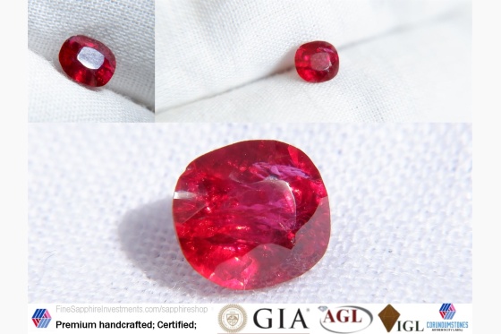 Ruby Vivid Red, unheated, minor flaw, GIA certified 0.76 ct