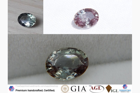 Alexandrite 85% color change, purple green|GIA 0.45 ct