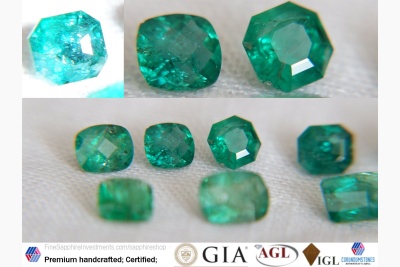 Emerald Lot, grass-green, premium cut 5.45 ct