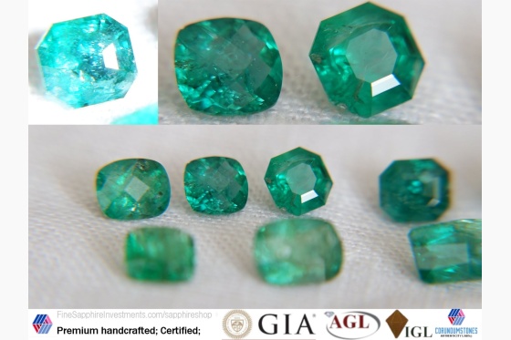 Emerald Lot, grass-green, premium cut 5.45 ct