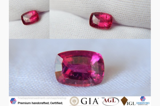 Rubellite, unheated, raspberry red/purplish 1.42 ct