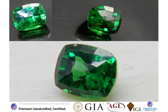 Vivid grass-green Tsavorite Garnet - Rectangular - 0.75 ct. - COR